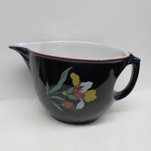 Hall China Cobalt BLUE BLOSSOM Handled Batter Pitcher, Made In U.S.A.